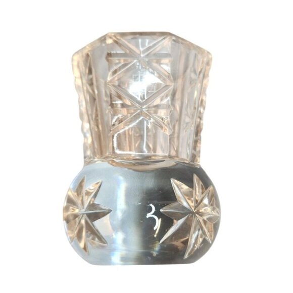 Vintage Lead Crystal Toothpick Holder, Small Vase With Starburst Design - Picture 2 of 8